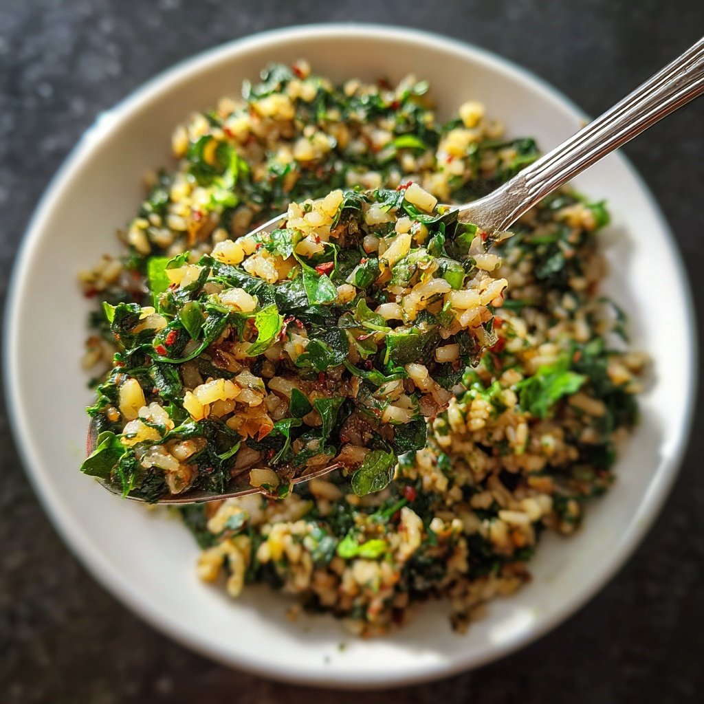 Kalorienarme Reispfanne Mit Spinat