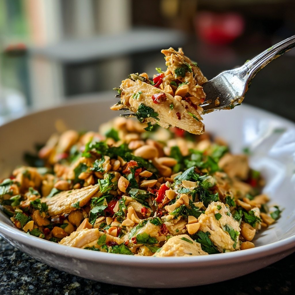 Thai Erdnuss Hähnchen Salat