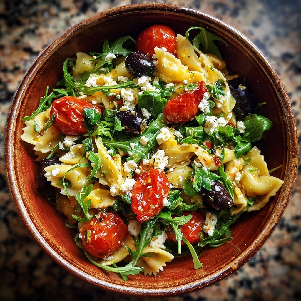 Mediterraner Nudelsalat Mit Rucola