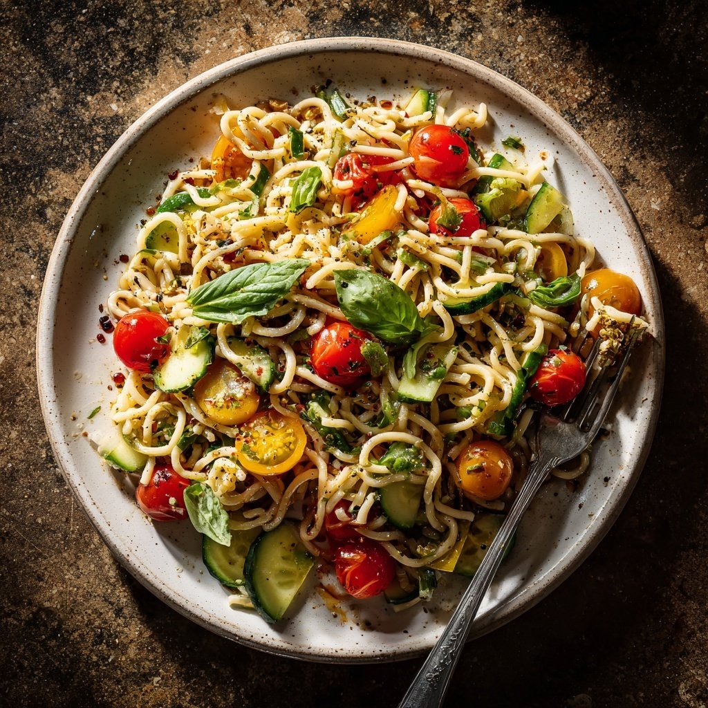 Mediterraner Nudelsalat Mit Weißem Balsamico